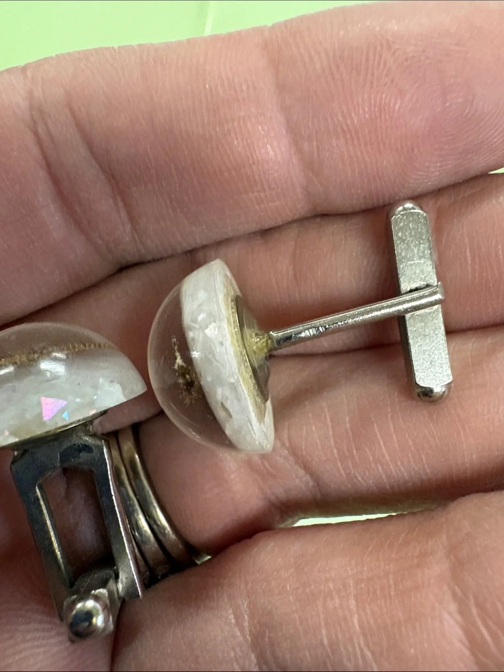 Seahorse Resin Cufflinks in Clear White